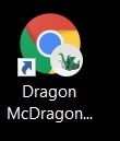 Desktop shortcut to Google Chrome with the dragon icon, labeled Dragon McDragonFace, Jr.
