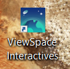 Screenshot of a desktop with a shortcut icon labeled ViewSpace Interactives.