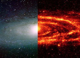 The Andromeda Galaxy in visible and infrared light