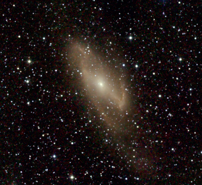 As each slider bar is manipulated, the view transitions from visible light to infrared light to near infrared light. In visible light: This galaxy is obscured behind a dust cloud. In infrared light: Slightly longer wavelengths of infrared light can penetrate the dust. In near infrared light: Even longer infrared wavelengths show us the dust features of the hidden galaxy.