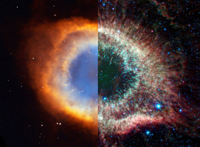 The Helix Nebula in visible and infrared light